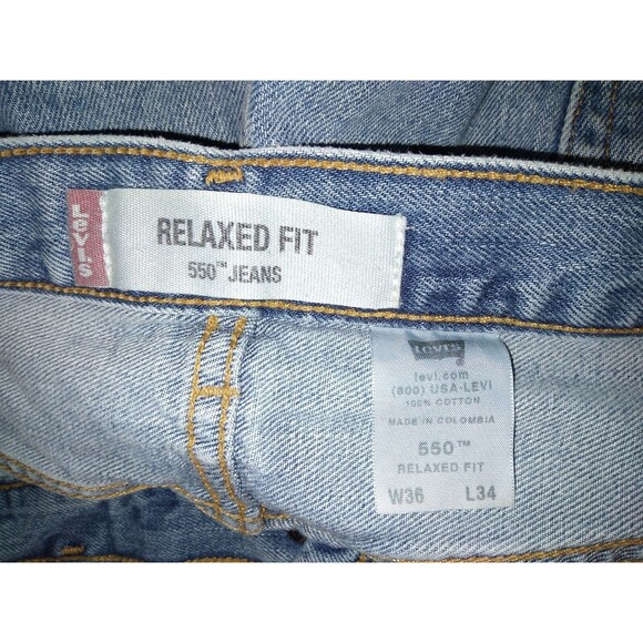 VTG 2000s Levi's 550 Relaxed Fit Blue Cotton Jeans Mens 36x34 Y2K (34x33) - Picture 6 of 7
